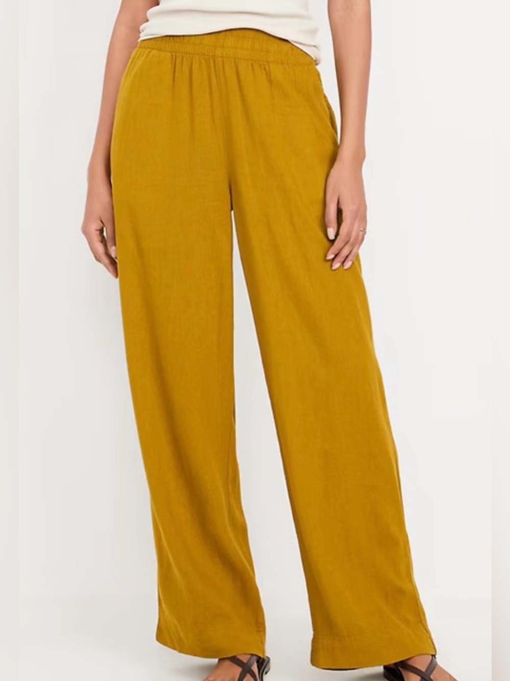 Old Navy Mustard Elastic-Waist Wide Leg Pants GUC Size Large